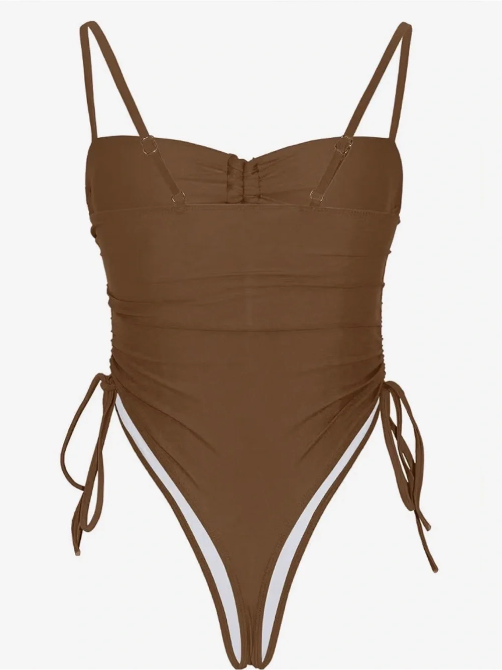 Brown Cutout Tie-Front One-Piece Swimsuit